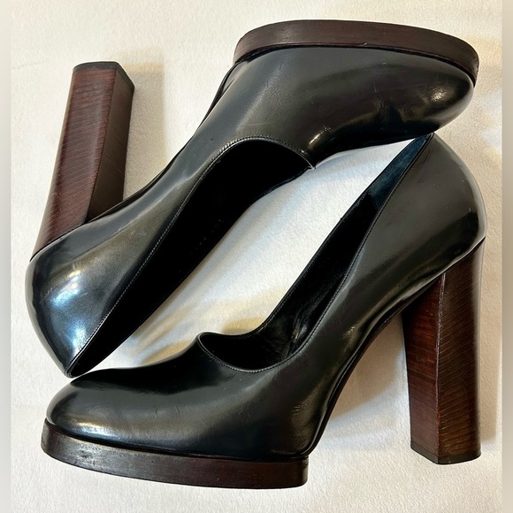 Gucci Beetle Calf Chunky Heel Vintage Tom Ford Dark Gray Size 10 - Picture 6 of 14